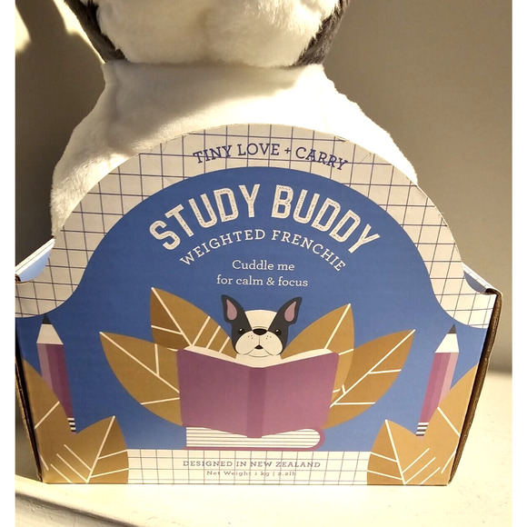 Weighted Plush Frenchie Stuffed Animal Study Buddy Weighs 2.2 lbs 10" Sensory - Picture 3 of 3